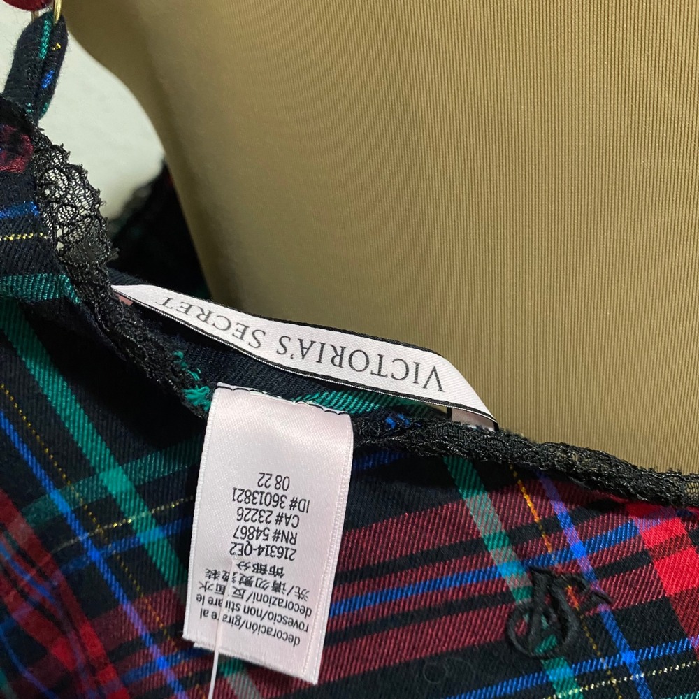 NWT Victoria's Secret Slip Dress Holiday Plaid Women XXL Plaid Lurex Multicolor - Picture 6 of 6